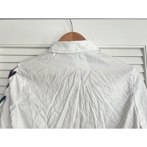 JONATHAN SIMKHAI White Lace Up Bell Sleeve Tier Polin Shirt S Business Office - Picture 8 of 11